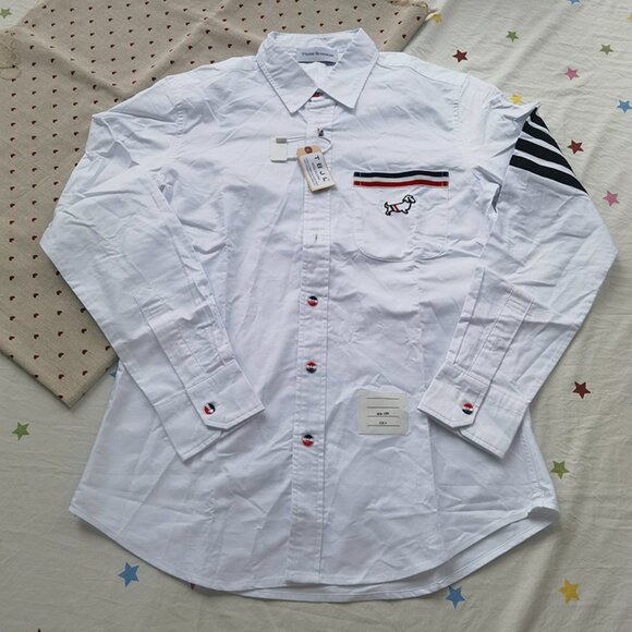 Thom Browne White Long-Sleeved Shirt